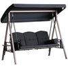 Outsunny 3 Seater Porch Swing Heavy Duty Outdoor Swing Chair Outdoor Lounge Hammock Cushioned Seat w/ Tilt Canopy, Black