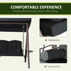 Outsunny 3 Seater Porch Swing Heavy Duty Outdoor Swing Chair Outdoor Lounge Hammock Cushioned Seat w/ Tilt Canopy, Black