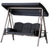 Outsunny 3 Seater Porch Swing Heavy Duty Outdoor Swing Chair Outdoor Lounge Hammock Cushioned Seat w/ Tilt Canopy, Black