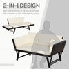 Outsunny Wicker Patio Furniture with Cushion, Outdoor PE Rattan Furniture Convertible Sofa Bed with Adjustable Armchair, Chaise Lounge Loveseat, for Deck, Backyard, Brown