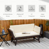 Outsunny Wicker Patio Furniture with Cushion, Outdoor PE Rattan Furniture Convertible Sofa Bed with Adjustable Armchair, Chaise Lounge Loveseat, for Deck, Backyard, Brown