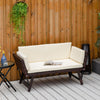 Outsunny Wicker Patio Furniture with Cushion, Outdoor PE Rattan Furniture Convertible Sofa Bed with Adjustable Armchair, Chaise Lounge Loveseat, for Deck, Backyard, Brown