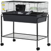 PawHut Small Animal Cage, 35" Rolling Guinea Pig Cage with Detachable Stand, Water Bottle, Food Dish, Ramp, Wheels, for Rabbit, Bunny, Ferret, Chinchilla, Dark Grey