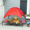 PawHut Elevated Dog Bed with Canopy, Portable Raised Dog Cot for XL Sized Dogs, Indoor & Outdoor, 48" x 36" x 43", Red