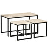 HOMCOM Nesting Coffee Table Set of 3, Modern End Tables with Black Metal Frame for Living Room Home Furniture, Natural