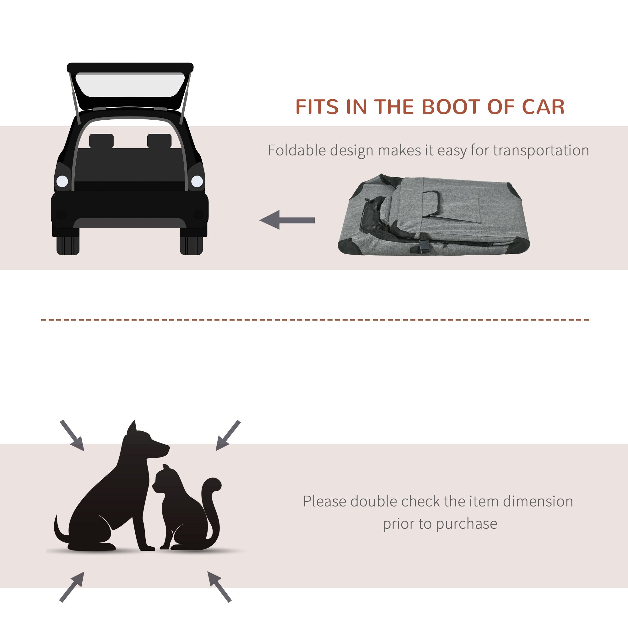 PawHut Foldable Pet Carrier for Small and Miniature Dogs, Portable Cat Carrier Soft Side Pet Travel Crate with Removable Mat, Storage Bags, Breathable Mesh 70 x 51 x 50cm - Grey