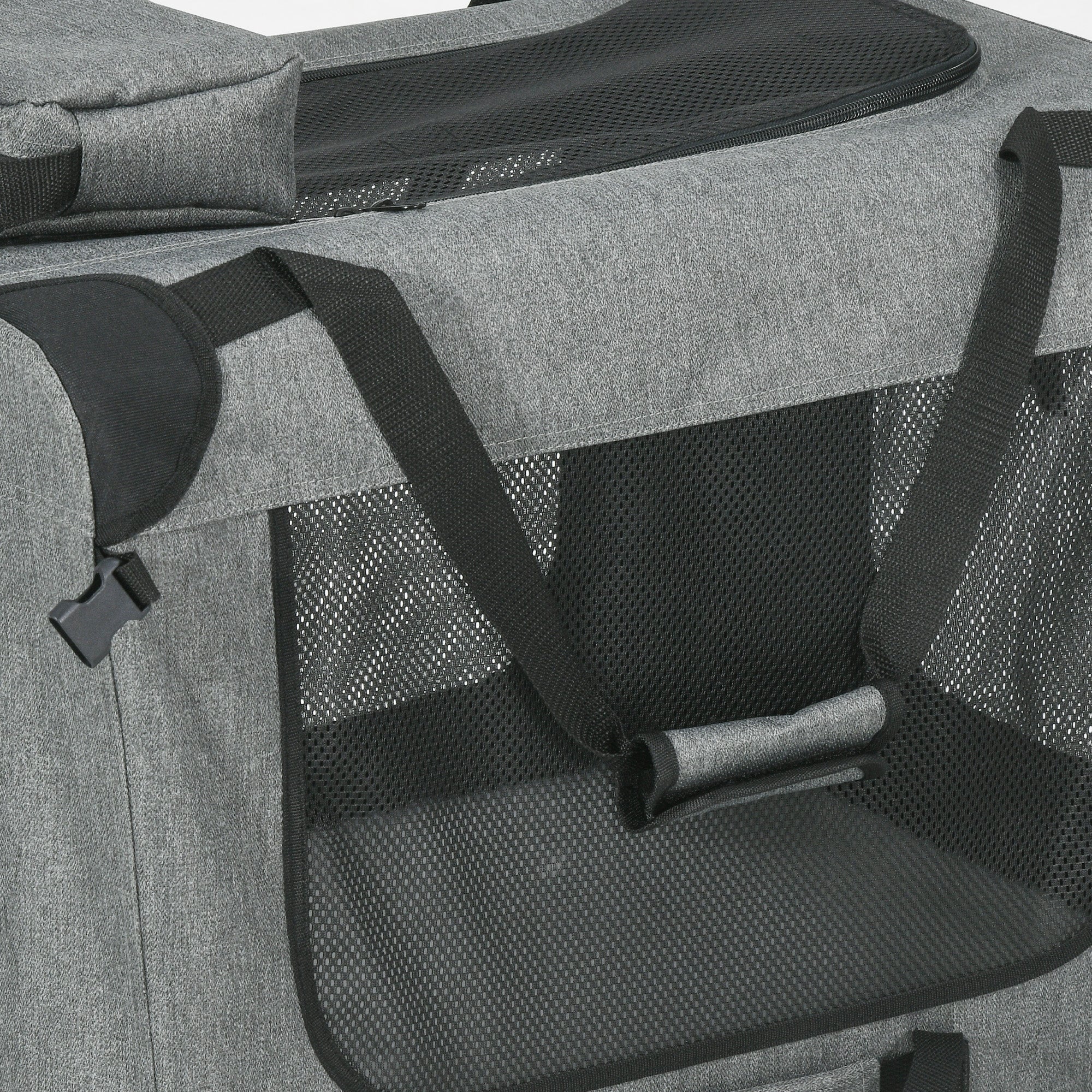PawHut Foldable Pet Carrier for Small and Miniature Dogs, Portable Cat Carrier Soft Side Pet Travel Crate with Removable Mat, Storage Bags, Breathable Mesh 70 x 51 x 50cm - Grey