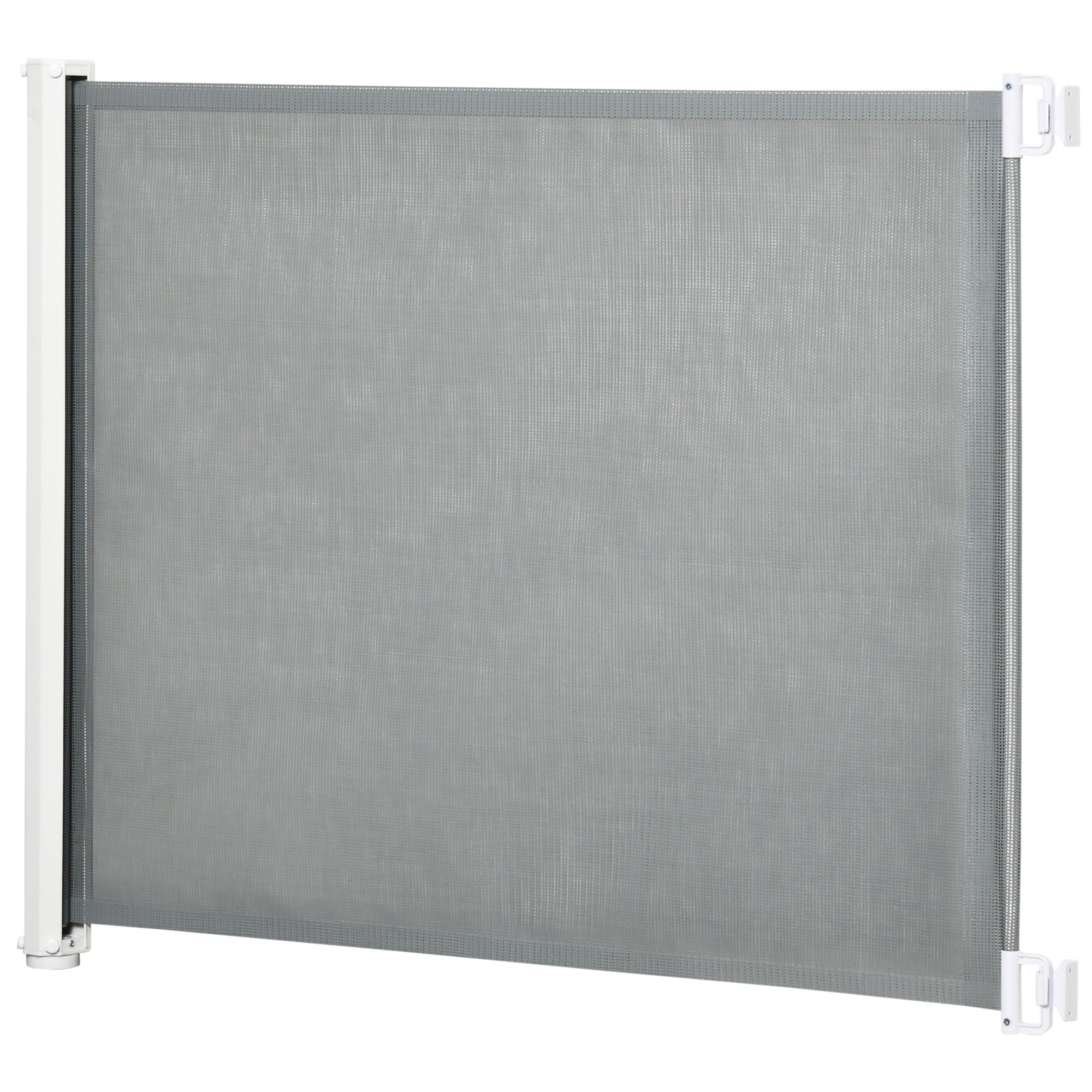 PawHut Retractable Safety Gate, Dog Pet Barrier, Folding Protector, for Home, Doorway, Stairs, 82.5H x 115Lcm - Grey