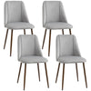 HOMCOM Dining Chairs Set of 4, Modern Kitchen Chairs with Velvet-touch Upholstery, Curved Back and Wood-grain Steel Legs, Accent Chairs for Living Room, Bedroom, Grey