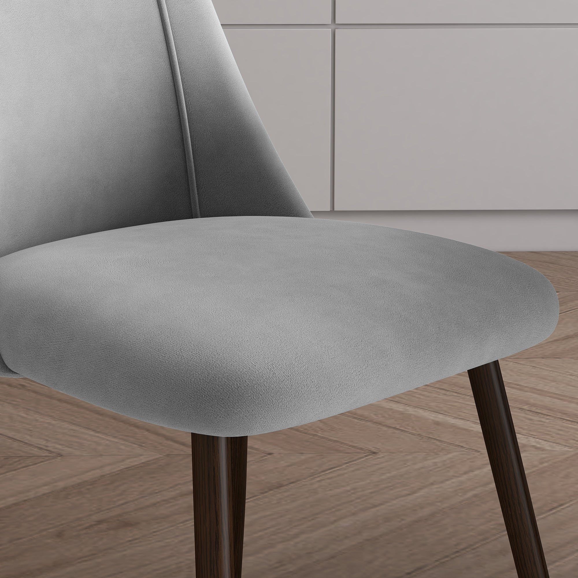 HOMCOM Dining Chairs Set of 4, Modern Kitchen Chairs with Velvet-touch Upholstery, Curved Back and Wood-grain Steel Legs, Accent Chairs for Living Room, Bedroom, Grey