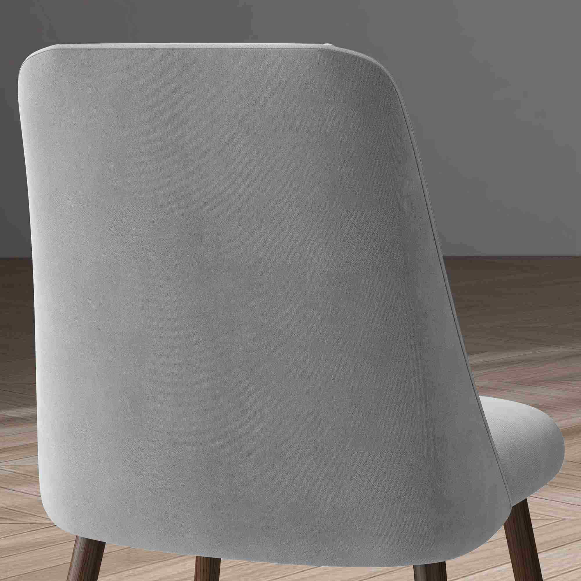HOMCOM Dining Chairs Set of 4, Modern Kitchen Chairs with Velvet-touch Upholstery, Curved Back and Wood-grain Steel Legs, Accent Chairs for Living Room, Bedroom, Grey