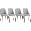 HOMCOM Dining Chairs Set of 4, Modern Kitchen Chairs with Velvet-touch Upholstery, Curved Back and Wood-grain Steel Legs, Accent Chairs for Living Room, Bedroom, Grey