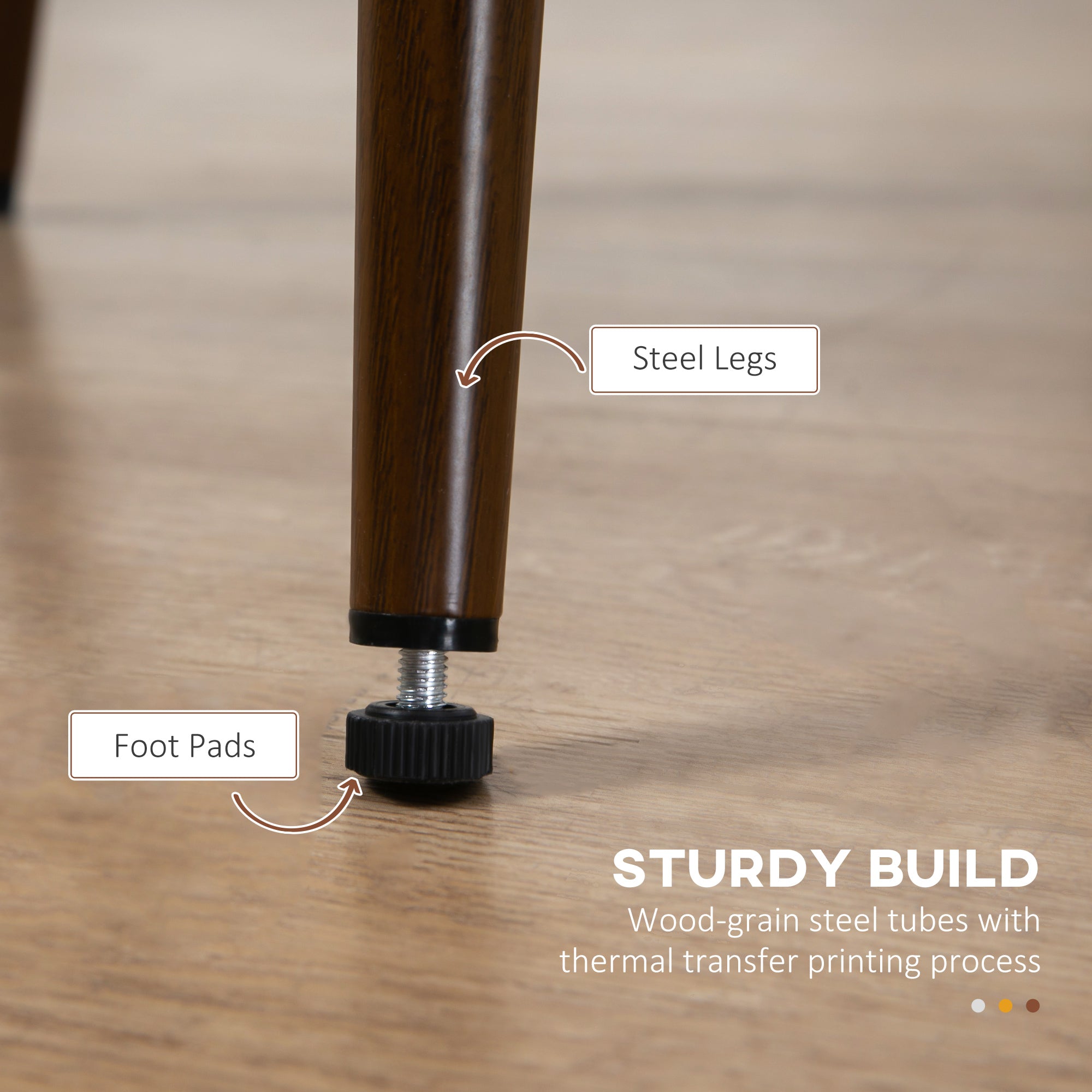 HOMCOM Dining Chairs Set of 4, Modern Kitchen Chairs with Velvet-touch Upholstery, Curved Back and Wood-grain Steel Legs, Accent Chairs for Living Room, Bedroom, Grey