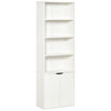 HOMCOM 4-Tier Bookcase, Tall Storage Bookshelf with Double Door Cabinet, Modern Display Shelves for Home Office, Living Room, Bathroom, Study, White