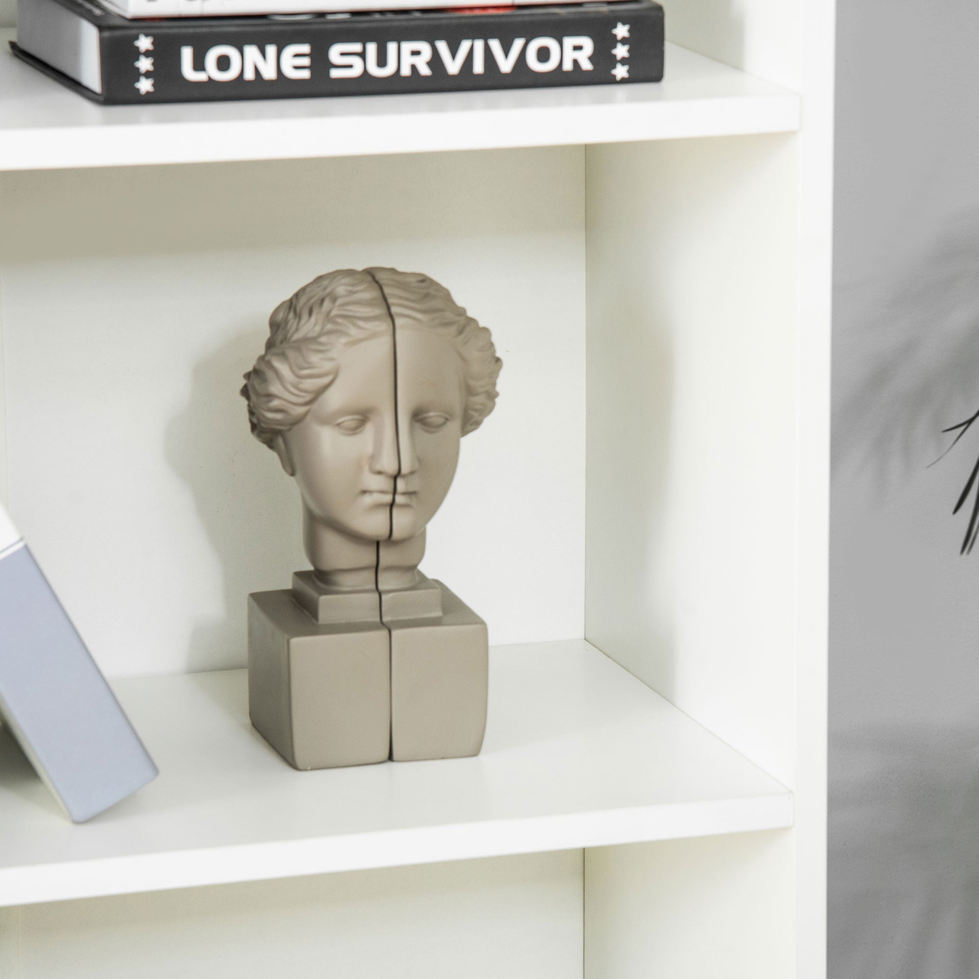 HOMCOM 4-Tier Bookcase, Tall Storage Bookshelf with Double Door Cabinet, Modern Display Shelves for Home Office, Living Room, Bathroom, Study, White