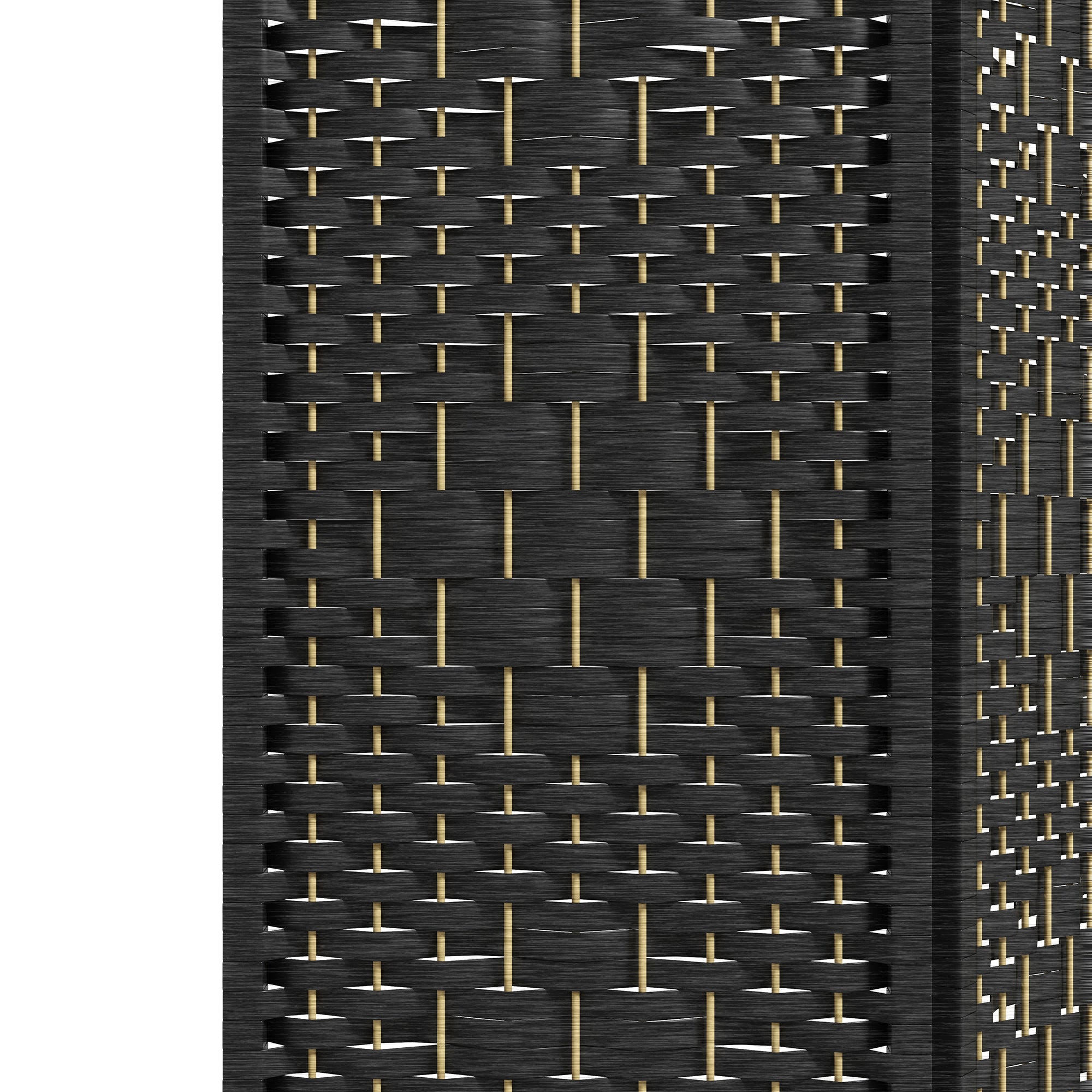 HOMCOM 4 Panel Room Divider, 5.6 ft Tall Folding Privacy Screen, Wave Fiber Freestanding Partition Wall Divider for Home Office, Black