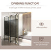 HOMCOM 4 Panel Room Divider, 5.6 ft Tall Folding Privacy Screen, Wave Fiber Freestanding Partition Wall Divider for Home Office, Black