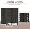 HOMCOM 4 Panel Room Divider, 5.6 ft Tall Folding Privacy Screen, Wave Fiber Freestanding Partition Wall Divider for Home Office, Black