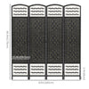 HOMCOM 4 Panel Room Divider, 5.6 ft Tall Folding Privacy Screen, Wave Fiber Freestanding Partition Wall Divider for Home Office, Black