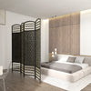 HOMCOM 4 Panel Room Divider, 5.6 ft Tall Folding Privacy Screen, Wave Fiber Freestanding Partition Wall Divider for Home Office, Black
