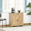 HOMCOM Farmhouse Barn Door Sideboard Accent Buffet Storage Cabinet Coffee Bar for Living Room, Entryway, Natural Wood Effect