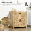 HOMCOM Farmhouse Barn Door Sideboard Accent Buffet Storage Cabinet Coffee Bar for Living Room, Entryway, Natural Wood Effect