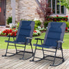Outsunny 2pc Patio Foldable Rocking Chair Set w/ Soft Padded Seat, Backrest, and Headrest for park, backyard, garden, Navy Blue
