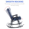 Outsunny 2pc Patio Foldable Rocking Chair Set w/ Soft Padded Seat, Backrest, and Headrest for park, backyard, garden, Navy Blue