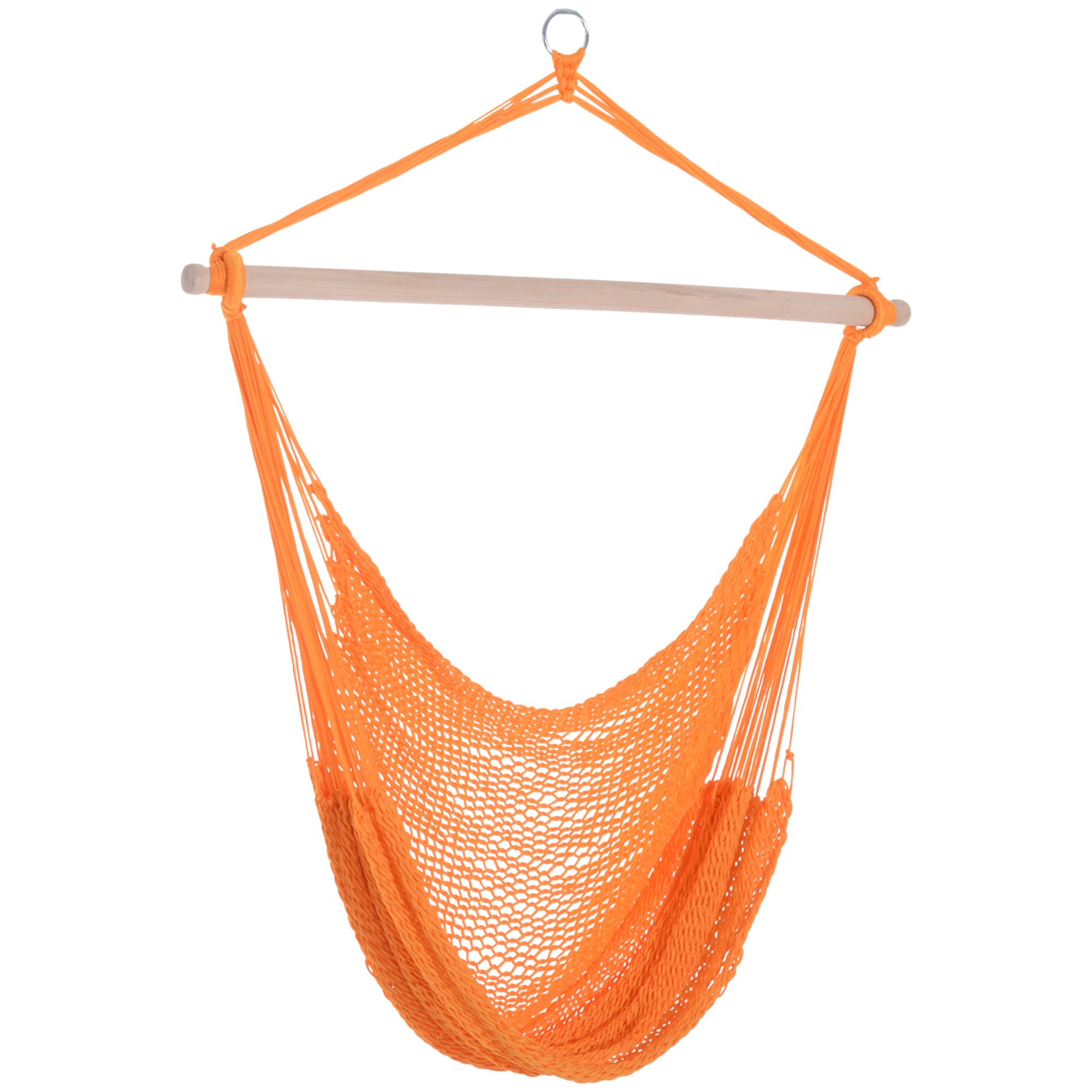 Outsunny Portable Hammock Chair, Hanging Woven Hammock Swing Chair Sleeping Bed for Outdoor Garden Yard Camping, Orange