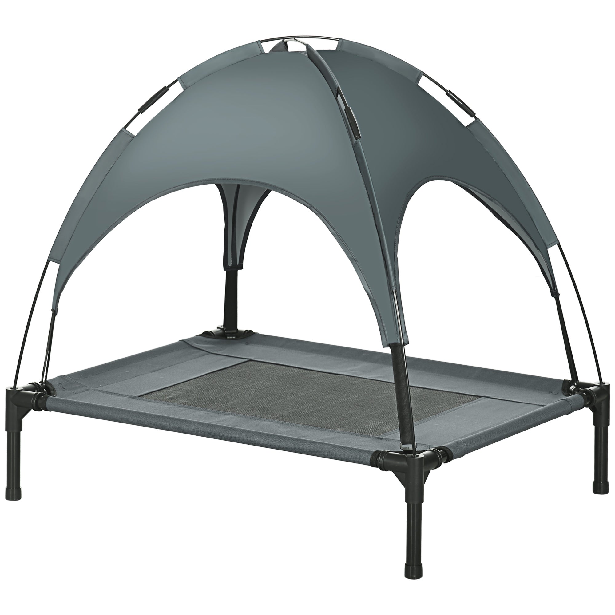 PawHut Elevated Dog Bed with Canopy, Portable Raised Dog Cot for M Sized Dogs, Indoor & Outdoor, 30