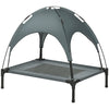 PawHut Elevated Dog Bed with Canopy, Portable Raised Dog Cot for M Sized Dogs, Indoor & Outdoor, 30" x 24" x 29", Grey