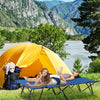 Outsunny 76" Two Person Folding Camping Cot Outdoor Portable Double Cot Wide Military Sleeping Bed w/ Carrying Bag Blue