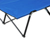 Outsunny 76" Two Person Folding Camping Cot Outdoor Portable Double Cot Wide Military Sleeping Bed w/ Carrying Bag Blue