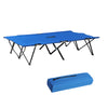 Outsunny 76" Two Person Folding Camping Cot Outdoor Portable Double Cot Wide Military Sleeping Bed w/ Carrying Bag Blue