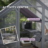 PawHut Catio Outdoor Cat Enclosure Wooden Feral Cat House with Weatherproof Canopy, Bridges, Resting Boxes, Platforms, for 3-6 Cats, Grey