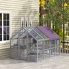 PawHut Catio Outdoor Cat Enclosure Wooden Feral Cat House with Weatherproof Canopy, Bridges, Resting Boxes, Platforms, for 3-6 Cats, Grey