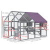 PawHut Catio Outdoor Cat Enclosure Wooden Feral Cat House with Weatherproof Canopy, Bridges, Resting Boxes, Platforms, for 3-6 Cats, Grey