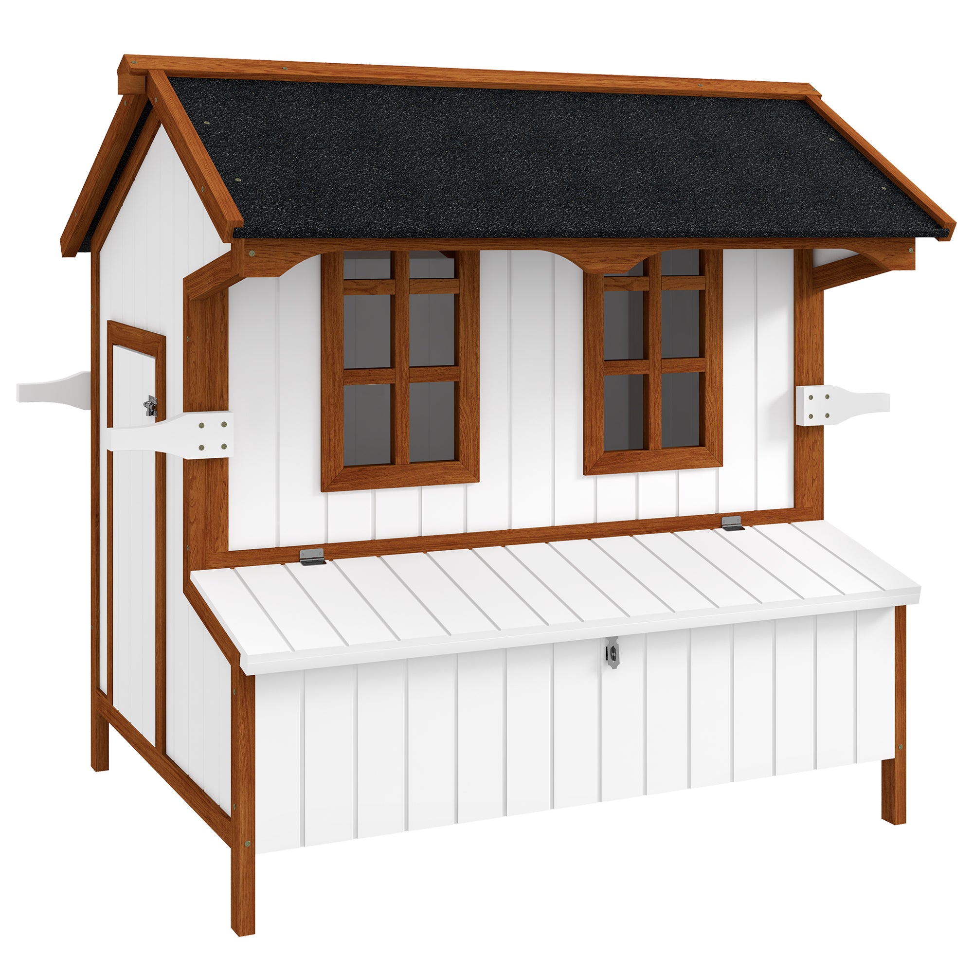 PawHut 47" Chicken Coop Wooden Chicken House Rabbit Hutch Raised Poultry Cage Portable Hen Pen Backyard with Nesting Box and Handles