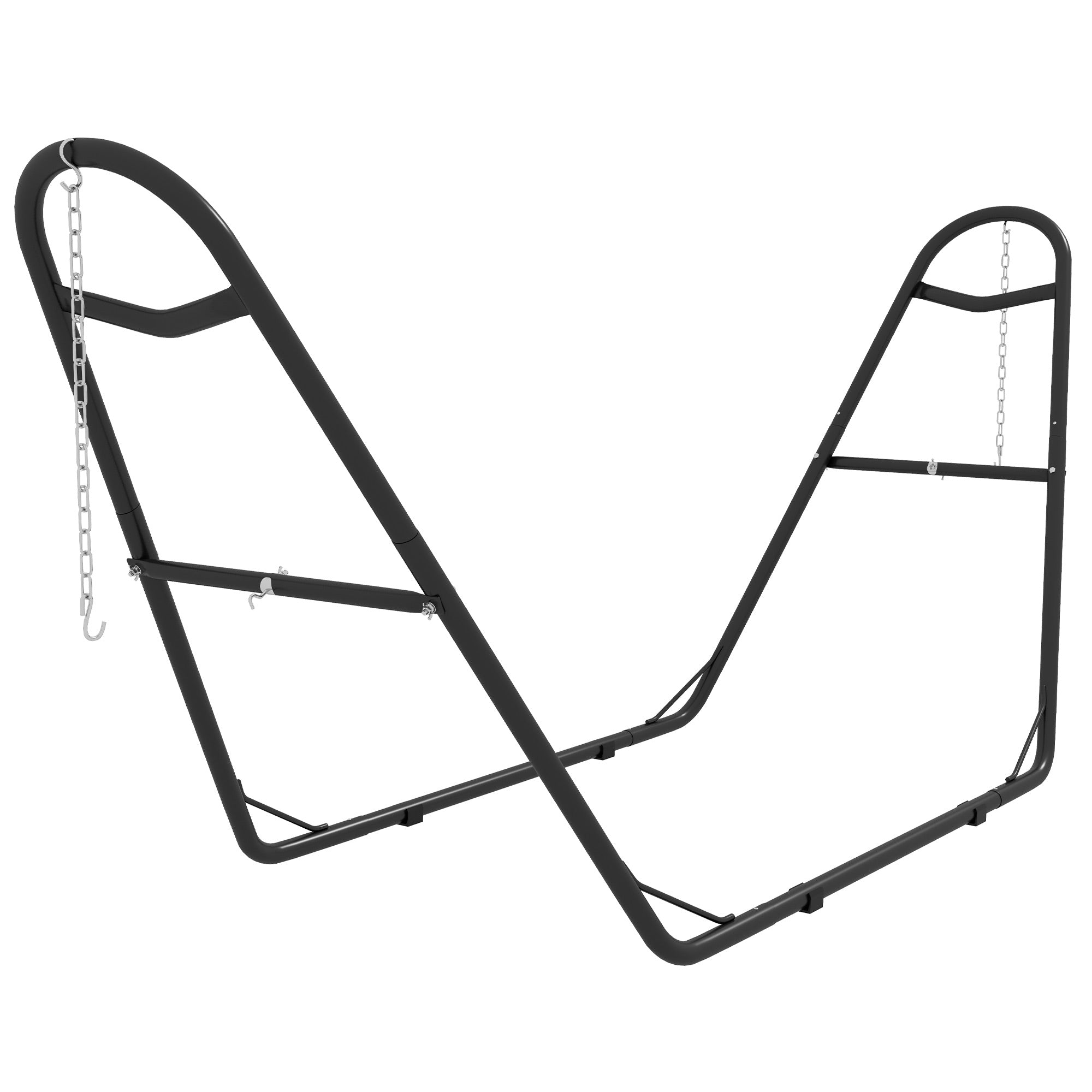 Outsunny 10.3ft Hammock Stand, Portable Hammock with Metal Frame, Adjustable Hammock Net Stand for String-style, Brazilian-style, Flat-style, Rope-style Hammocks, Black