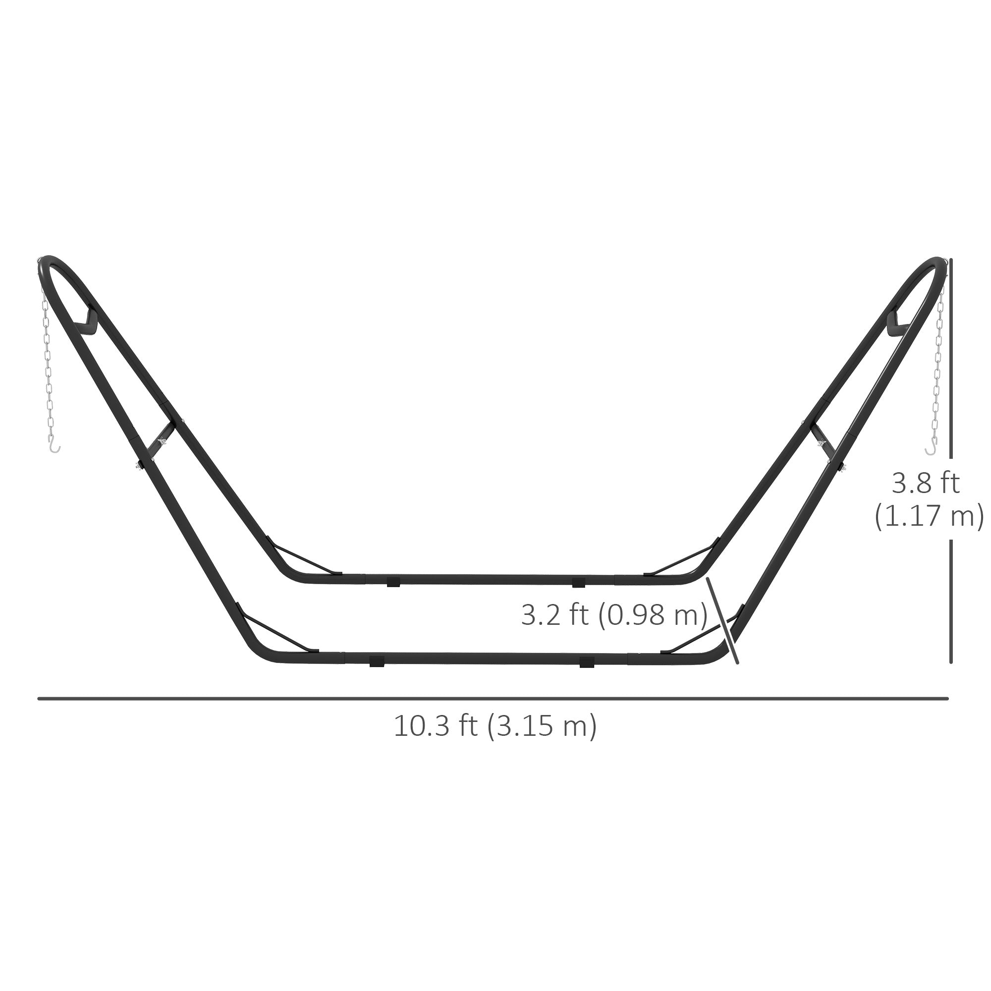 Outsunny 10.3ft Hammock Stand, Portable Hammock with Metal Frame, Adjustable Hammock Net Stand for String-style, Brazilian-style, Flat-style, Rope-style Hammocks, Black