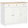 HOMCOM Sideboard Buffet Cabinet with Storage, 40" Kitchen Cabinet with 3 Adjustable Shelves, 3 Drawers and 3 Doors, Coffee Bar Cabinet with Rubberwood Tabletop, White