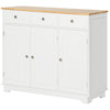 HOMCOM Sideboard Buffet Cabinet with Storage, 40" Kitchen Cabinet with 3 Adjustable Shelves, 3 Drawers and 3 Doors, Coffee Bar Cabinet with Rubberwood Tabletop, White