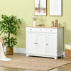 HOMCOM Sideboard Buffet Cabinet with Storage, 40" Kitchen Cabinet with 3 Adjustable Shelves, 3 Drawers and 3 Doors, Coffee Bar Cabinet with Rubberwood Tabletop, White