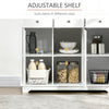 HOMCOM Sideboard Buffet Cabinet with Storage, 40" Kitchen Cabinet with 3 Adjustable Shelves, 3 Drawers and 3 Doors, Coffee Bar Cabinet with Rubberwood Tabletop, White
