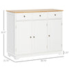HOMCOM Sideboard Buffet Cabinet with Storage, 40" Kitchen Cabinet with 3 Adjustable Shelves, 3 Drawers and 3 Doors, Coffee Bar Cabinet with Rubberwood Tabletop, White