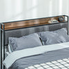 HOMCOM Queen Bed Frame with Storage, Platform Bed Frame with Charging Station, Upholstered Headboard, Steel Slats, Noise Free and Easy Assembly, No Box Spring Needed, Walnut