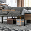 HOMCOM Queen Bed Frame with Storage, Platform Bed Frame with Charging Station, Upholstered Headboard, Steel Slats, Noise Free and Easy Assembly, No Box Spring Needed, Walnut