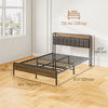 HOMCOM Queen Bed Frame with Storage, Platform Bed Frame with Charging Station, Upholstered Headboard, Steel Slats, Noise Free and Easy Assembly, No Box Spring Needed, Walnut