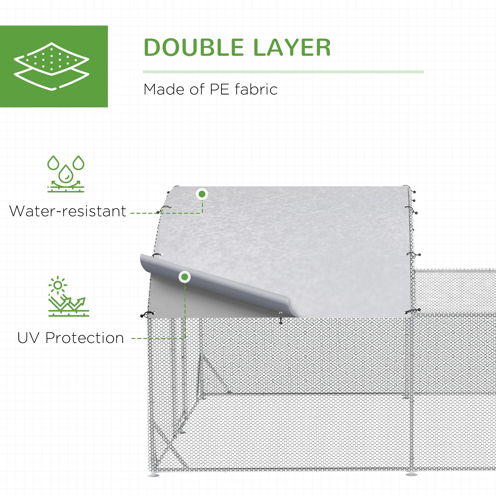 PawHut Large Chicken Coop Metal Chicken Run for Chickens with Waterproof and Anti-UV Cover, Dome Shaped Walk in Fence Cage Hen House for Outdoor and Yard Farm Use, 1" Dia, 12.5' x 9.2' x 6.4'