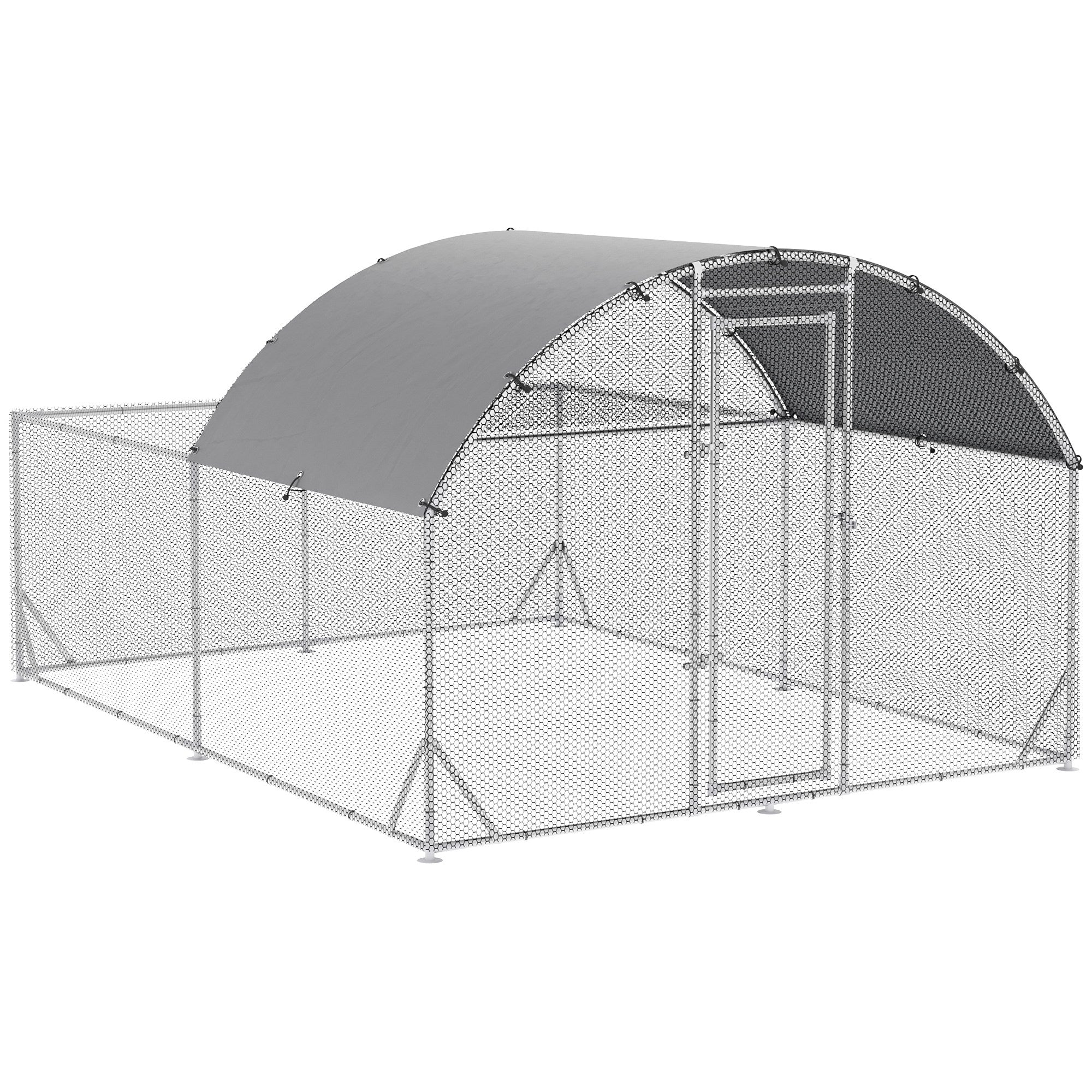 PawHut Large Chicken Coop Metal Chicken Run for Chickens with Waterproof and Anti-UV Cover, Dome Shaped Walk in Fence Cage Hen House for Outdoor and Yard Farm Use, 1" Dia, 12.5' x 9.2' x 6.4'